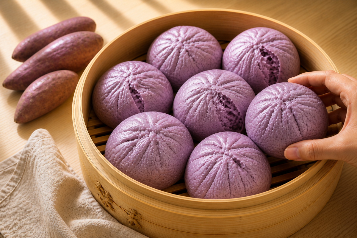 Steamed Ube Buns
