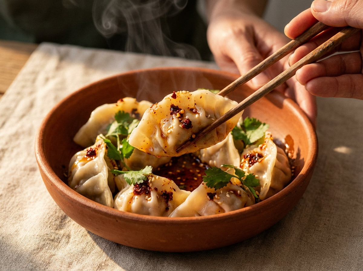 Steamed Frozen Dumplings with House Dipping Sauce