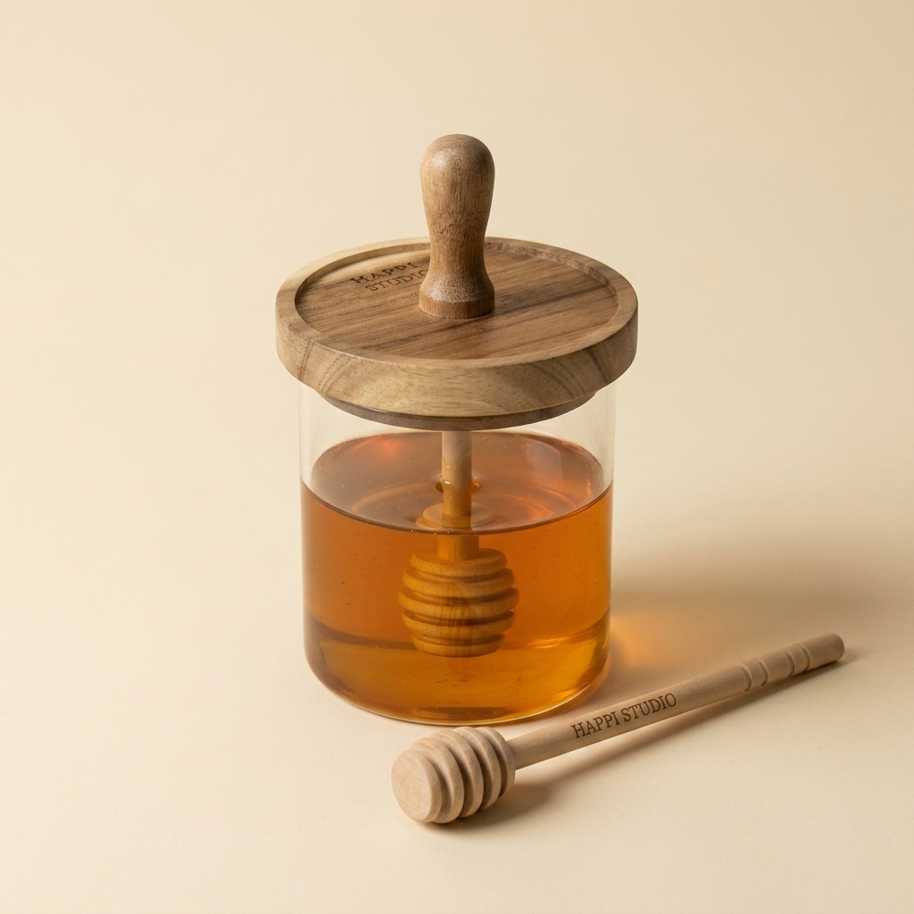 Wooden Honey Jar